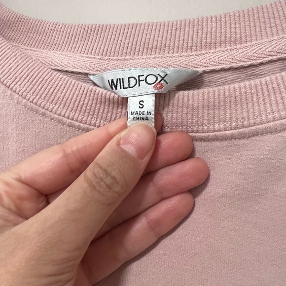 WILDFOX Coffee & Sunshine Crewneck Pink Pullover Sweatshirt Sz M - Picture 5 of 5